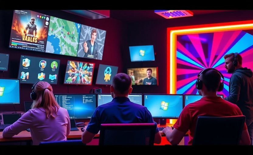 Developers working on innovative PC games at PixelForge Games