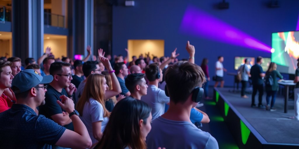 Live gaming event with enthusiastic crowd